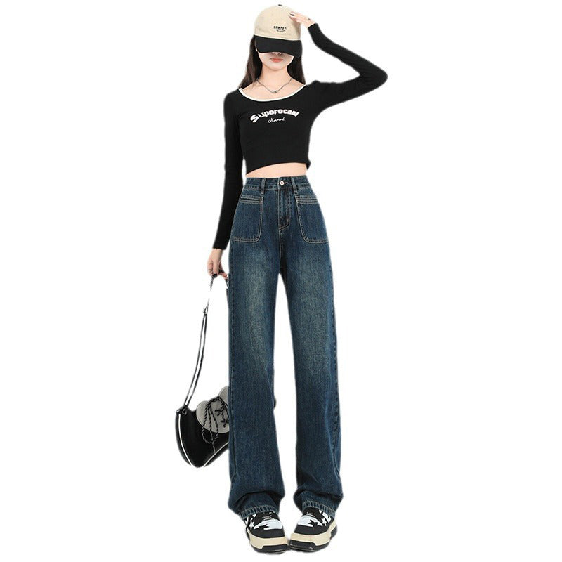 Women Blue Mid-Rise Straight Fit Light Fade Jeans