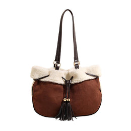 Coffee Brown Solid Bucket Shoulder Bag