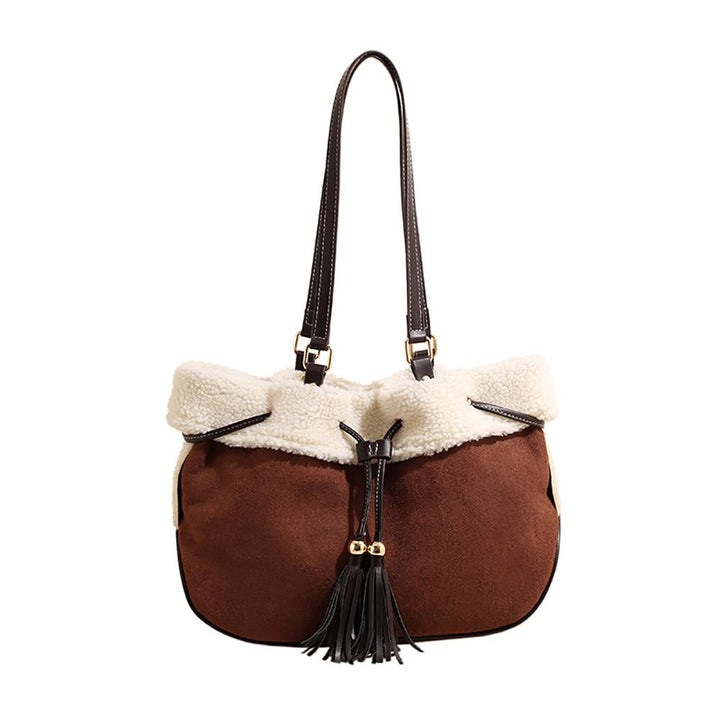 Coffee Brown Solid Bucket Shoulder Bag