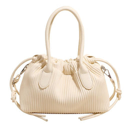 White Solid Two Handles Hobo Bag