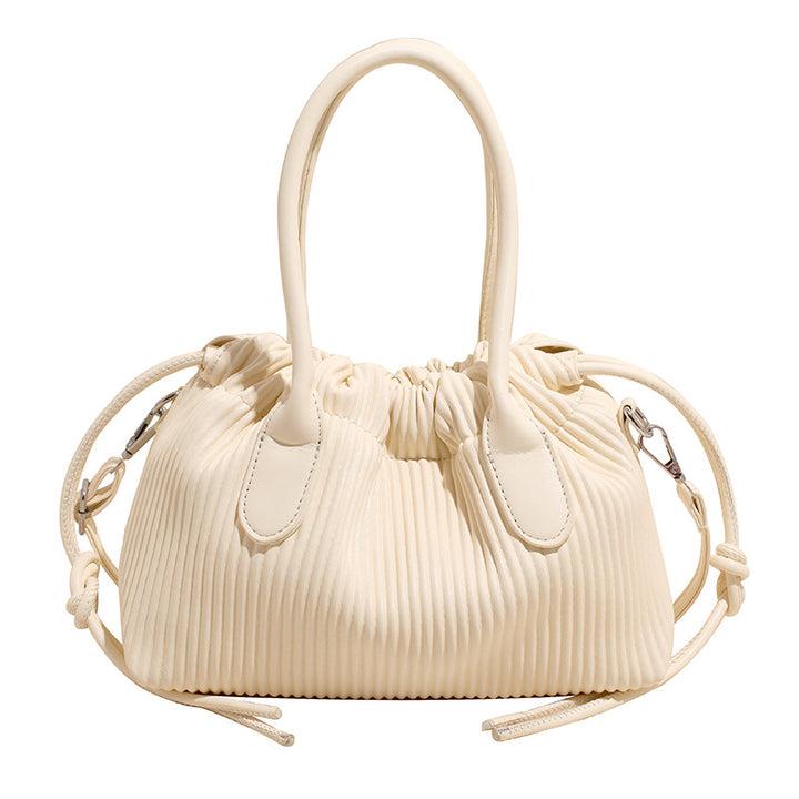 White Solid Two Handles Hobo Bag