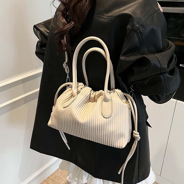 Beige Solid Two Handles Hobo Bag