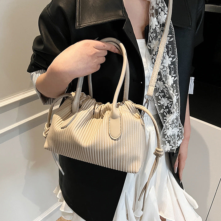 Beige Solid Two Handles Hobo Bag