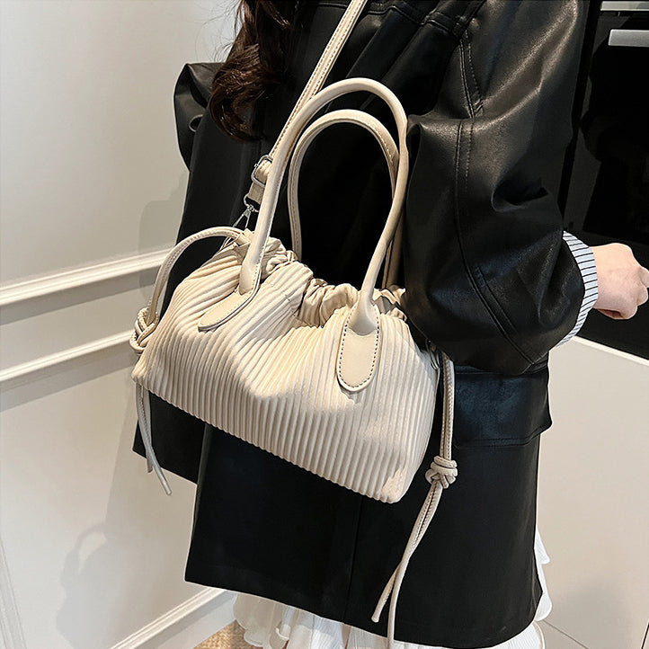 Beige Solid Two Handles Hobo Bag