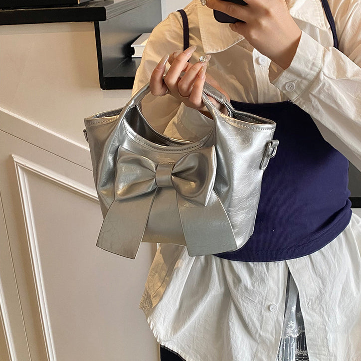 Bow Detail PU Bucket Sling Bag