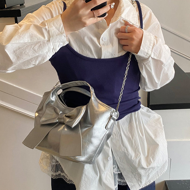 Bow Detail PU Bucket Sling Bag
