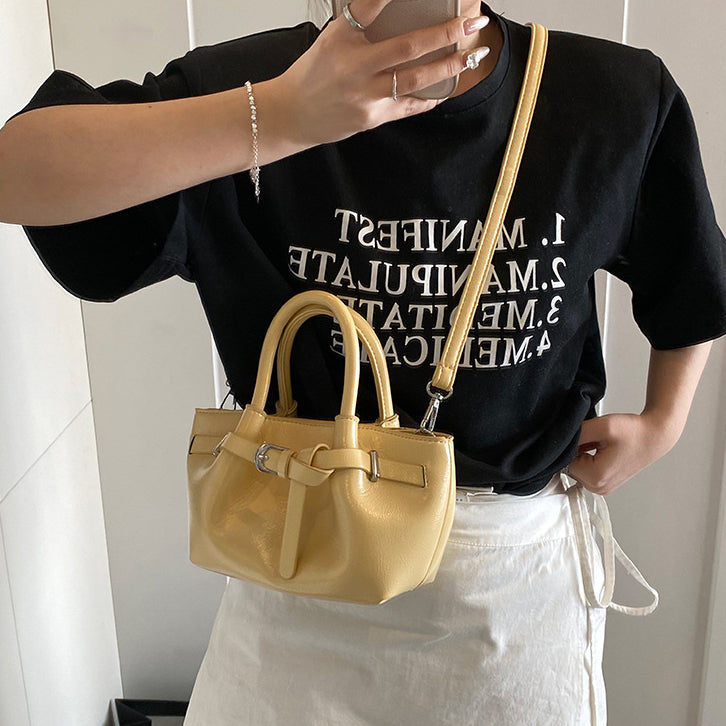 Yellow Solid Two Handles Tote Bag
