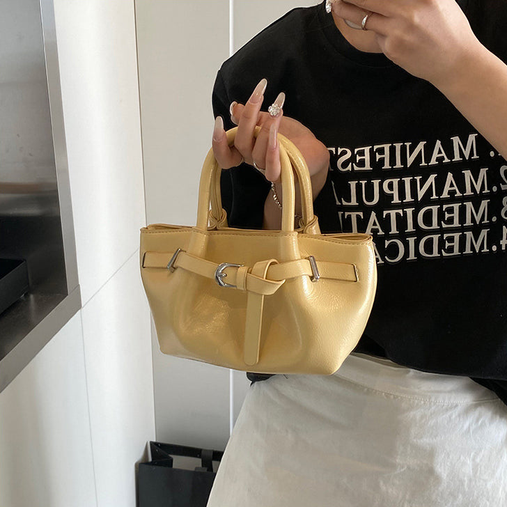 Yellow Solid Two Handles Tote Bag