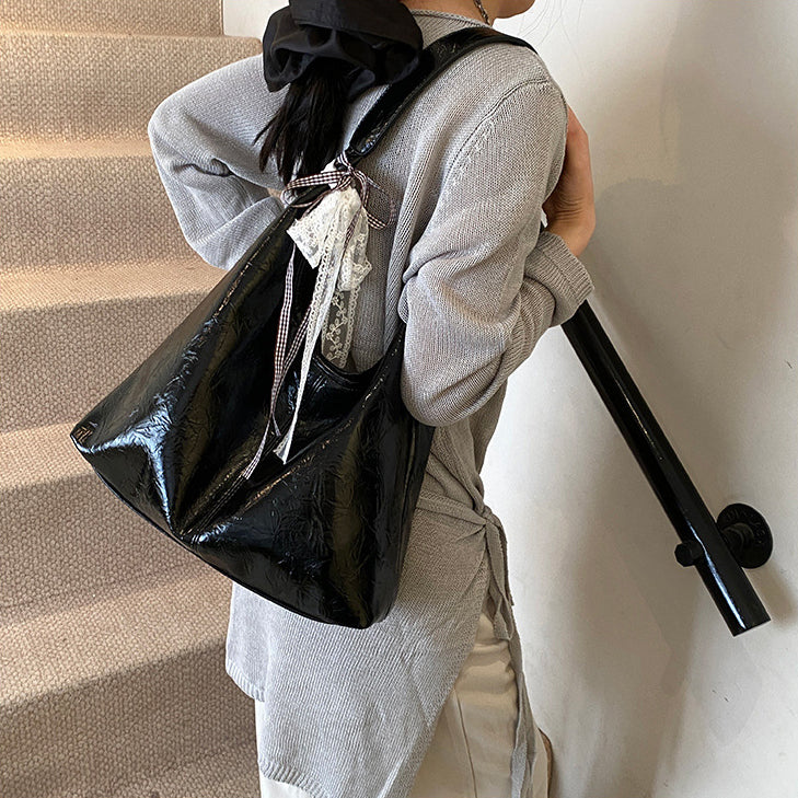 Black Solid One Handle Sling Bag