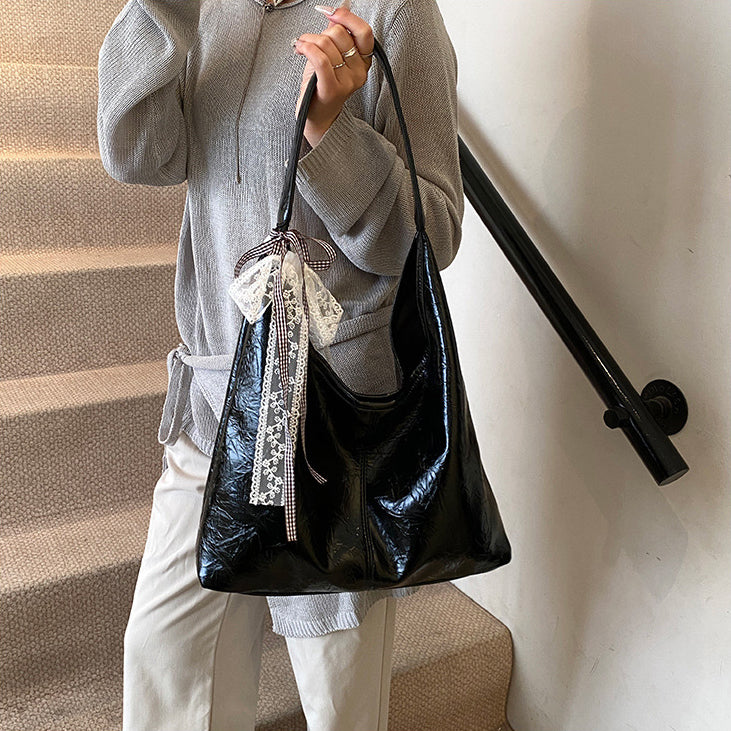Black Solid One Handle Sling Bag