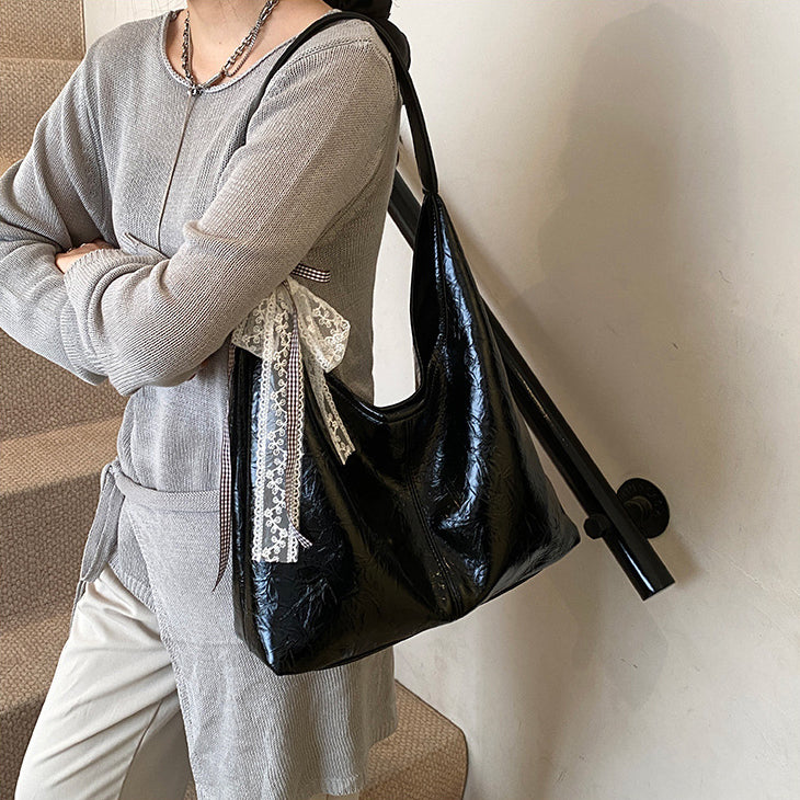 Black Solid One Handle Sling Bag