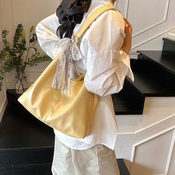 Yellow Solid One Handle Sling Bag