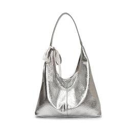 Silver Solid One Handle Sling Bag