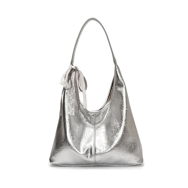 Silver Solid One Handle Sling Bag