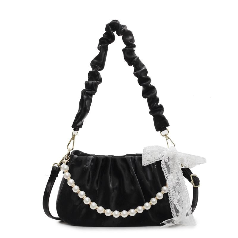 Black Solid Two Handles Tote Bag