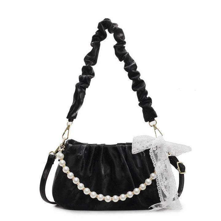 Black Solid Two Handles Tote Bag