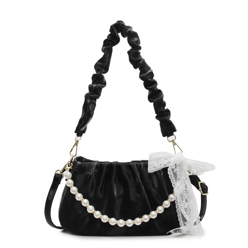 Black Solid Two Handles Tote Bag