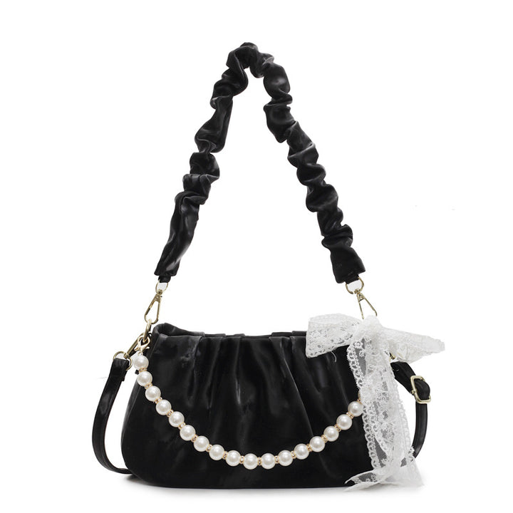 Black Solid Two Handles Tote Bag