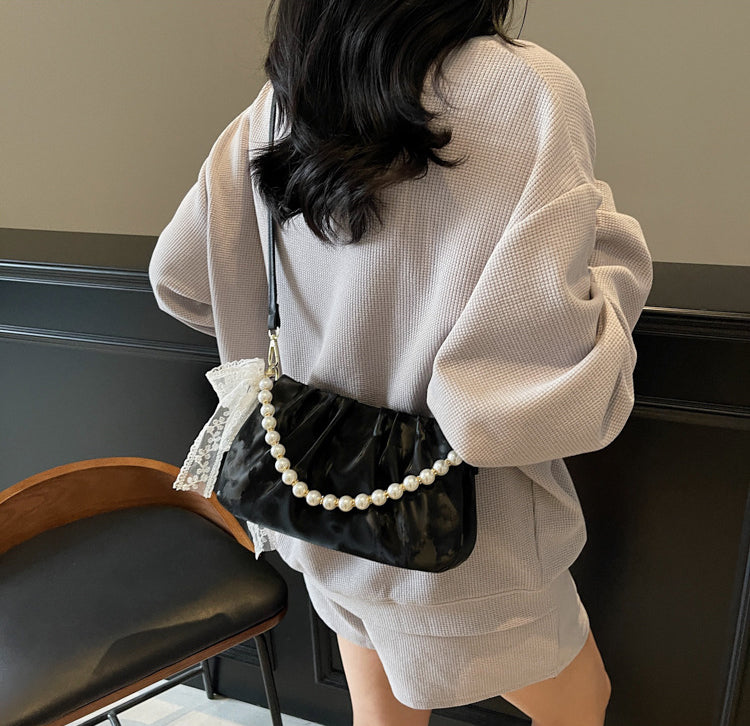 Black Solid Two Handles Tote Bag