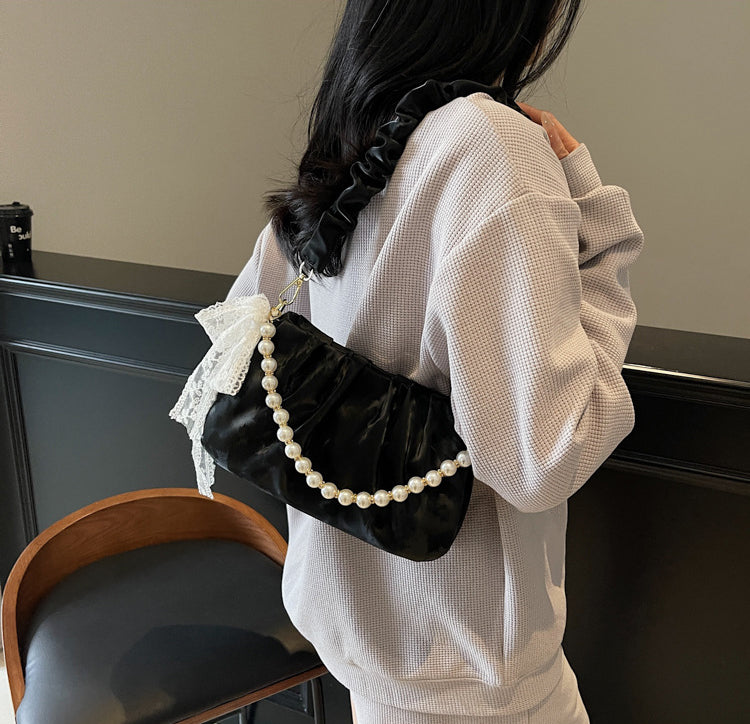 Black Solid Two Handles Tote Bag