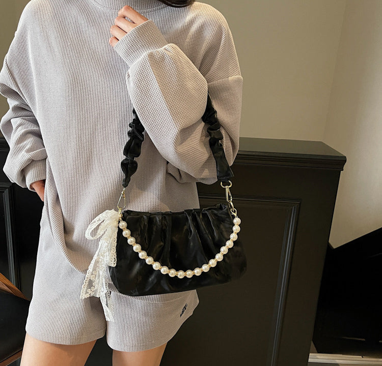 Black Solid Two Handles Tote Bag