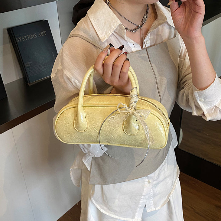 Yellow Solid Two Handles Tote Bag