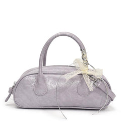 Purple Solid Two Handles Tote Bag