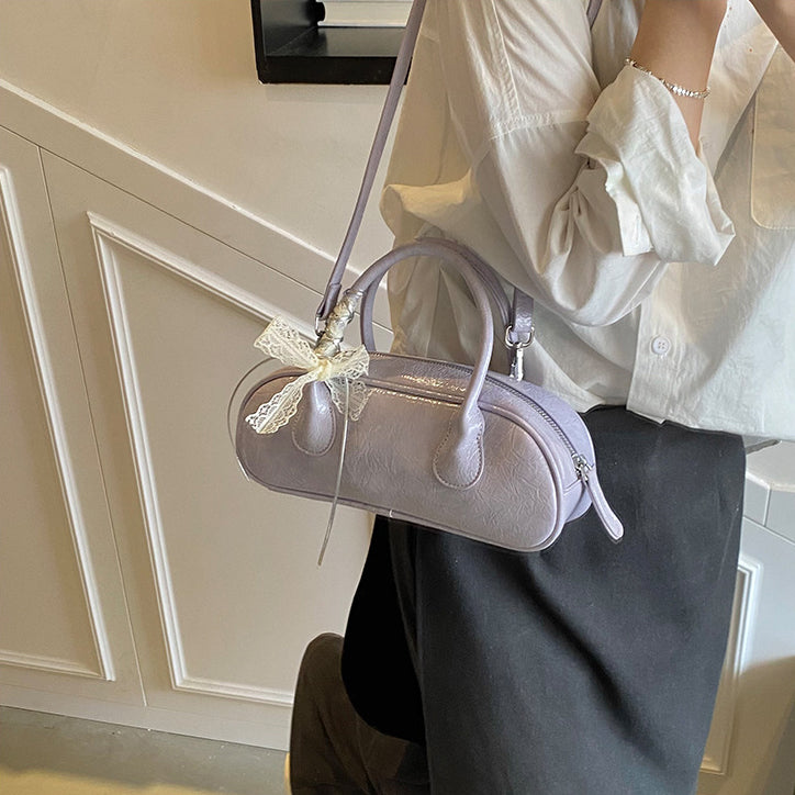 Purple Solid Two Handles Tote Bag