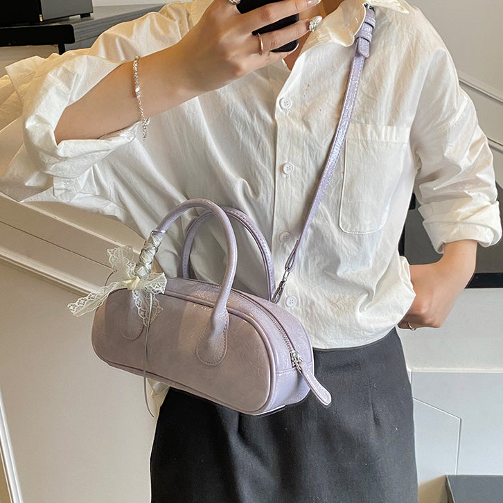 Purple Solid Two Handles Tote Bag