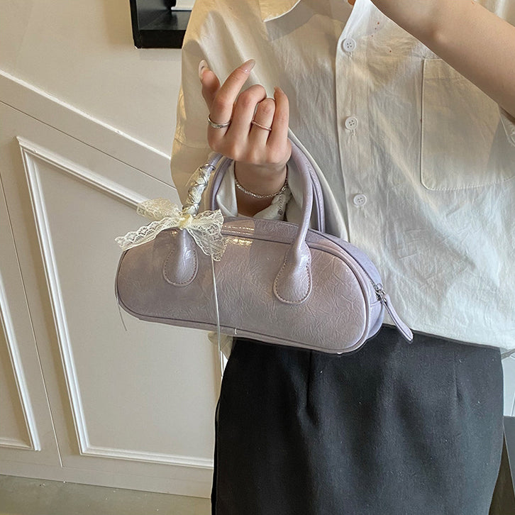 Purple Solid Two Handles Tote Bag