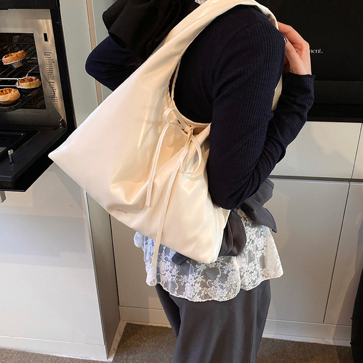 White Solid Two Handles Sling Bag