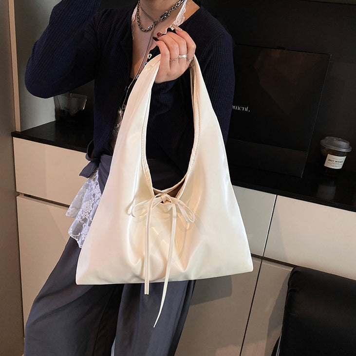 White Solid Two Handles Sling Bag