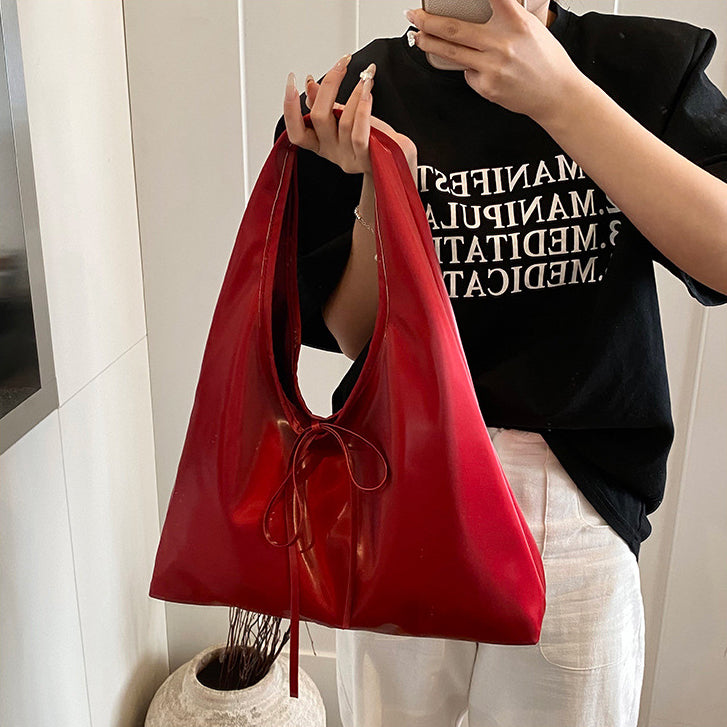 Red Solid Two Handles Sling Bag