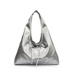 Silver Solid Two Handles Sling Bag