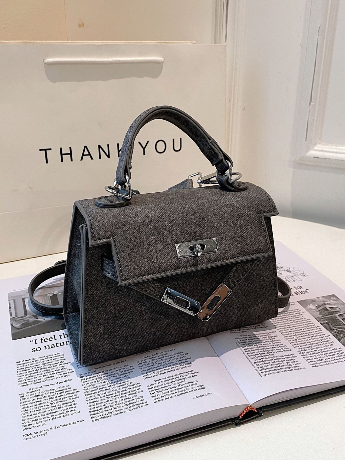 Women Textured Structured Satchel Bag
