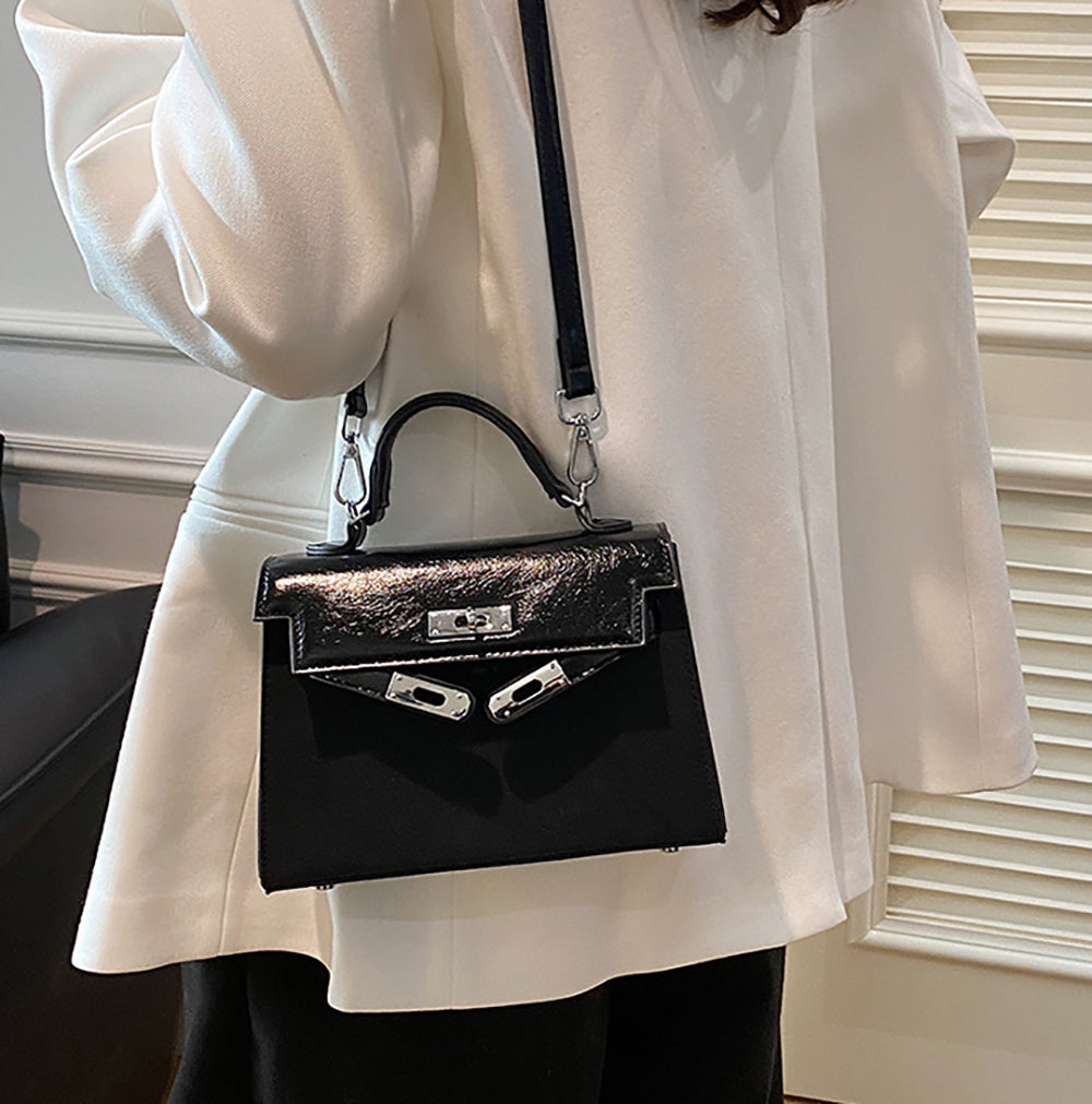 Black Solid One Handle Handheld Bag