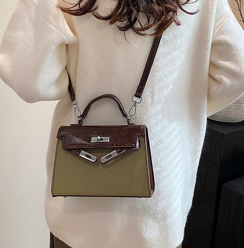 Green Solid One Handle Handheld Bag