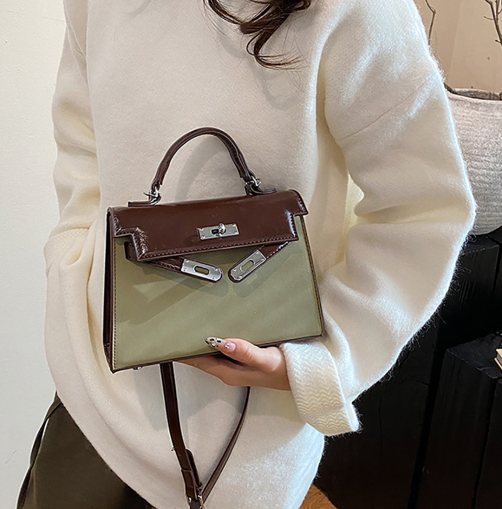Green Solid One Handle Handheld Bag