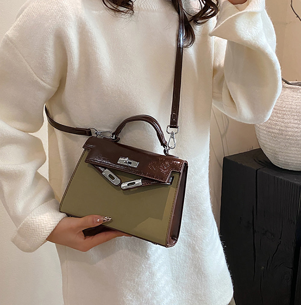 Green Solid One Handle Handheld Bag
