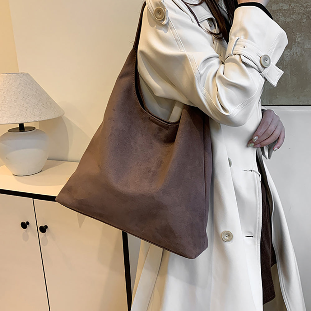 Coffee Brown Solid Half Moon Tote Bag