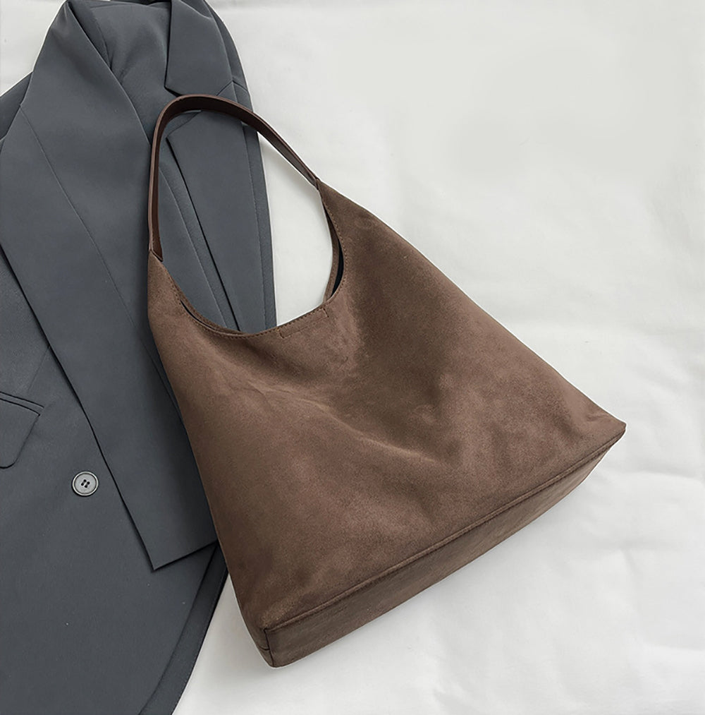 Coffee Brown Solid Half Moon Tote Bag
