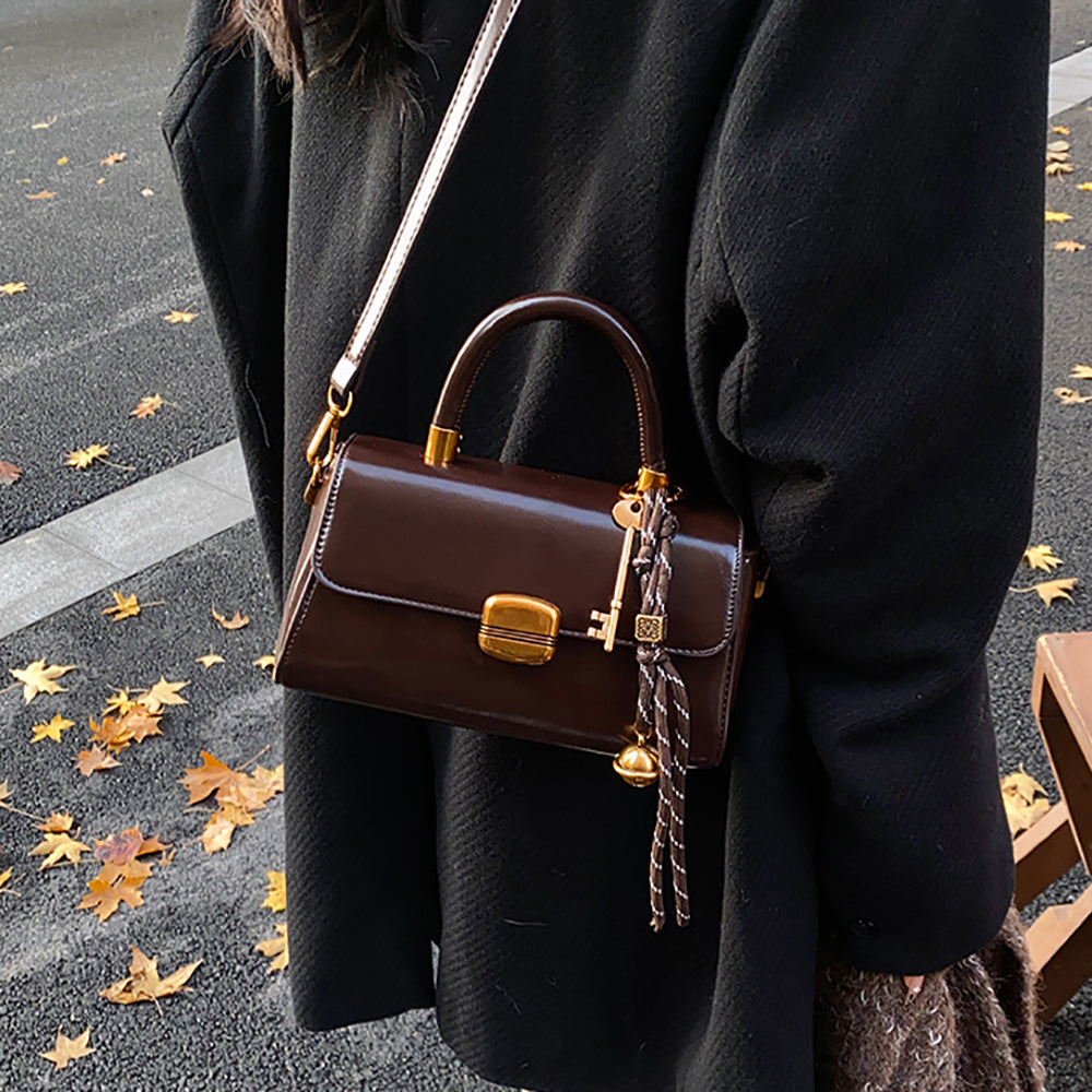 Suede Structured Shoulder Bag