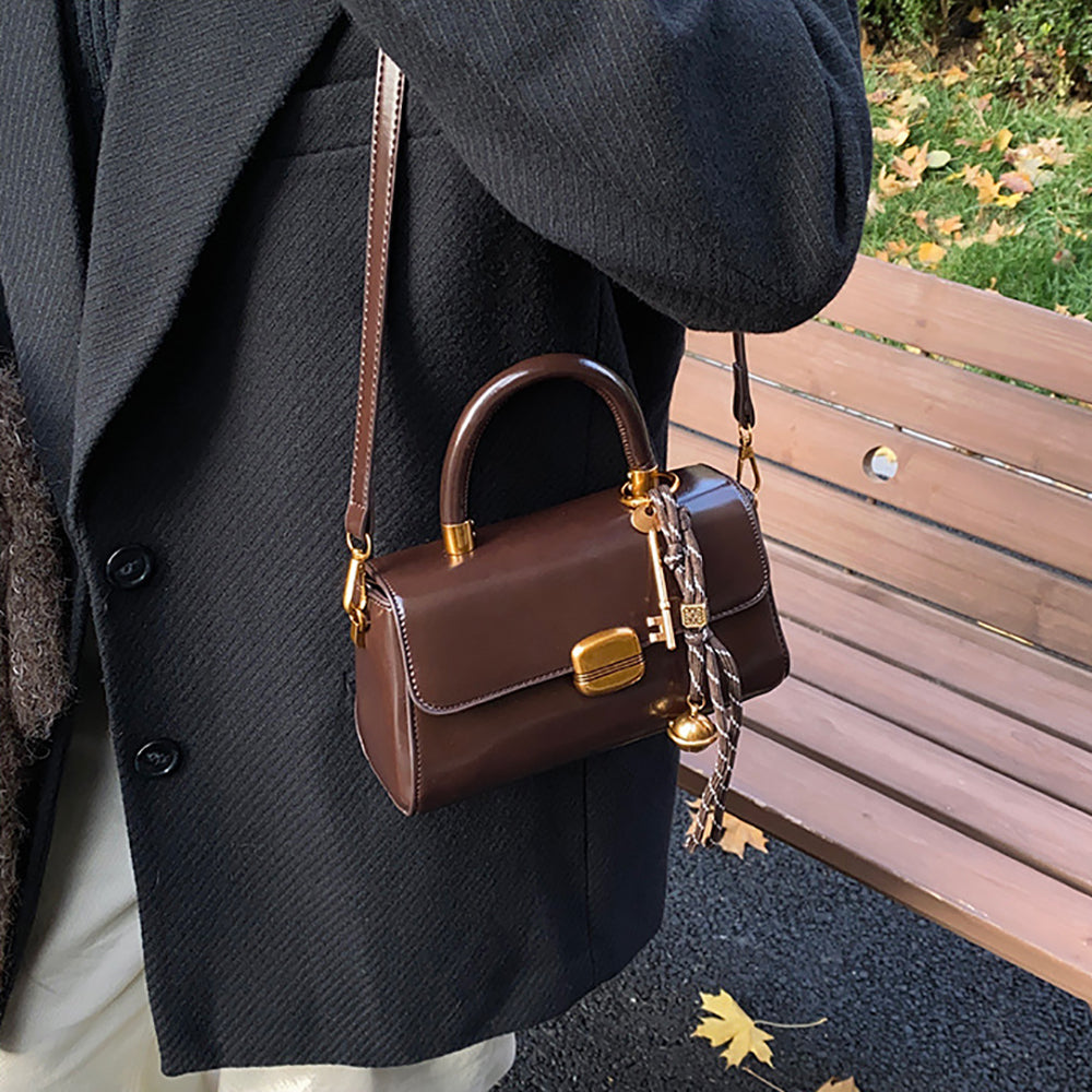 Suede Structured Shoulder Bag
