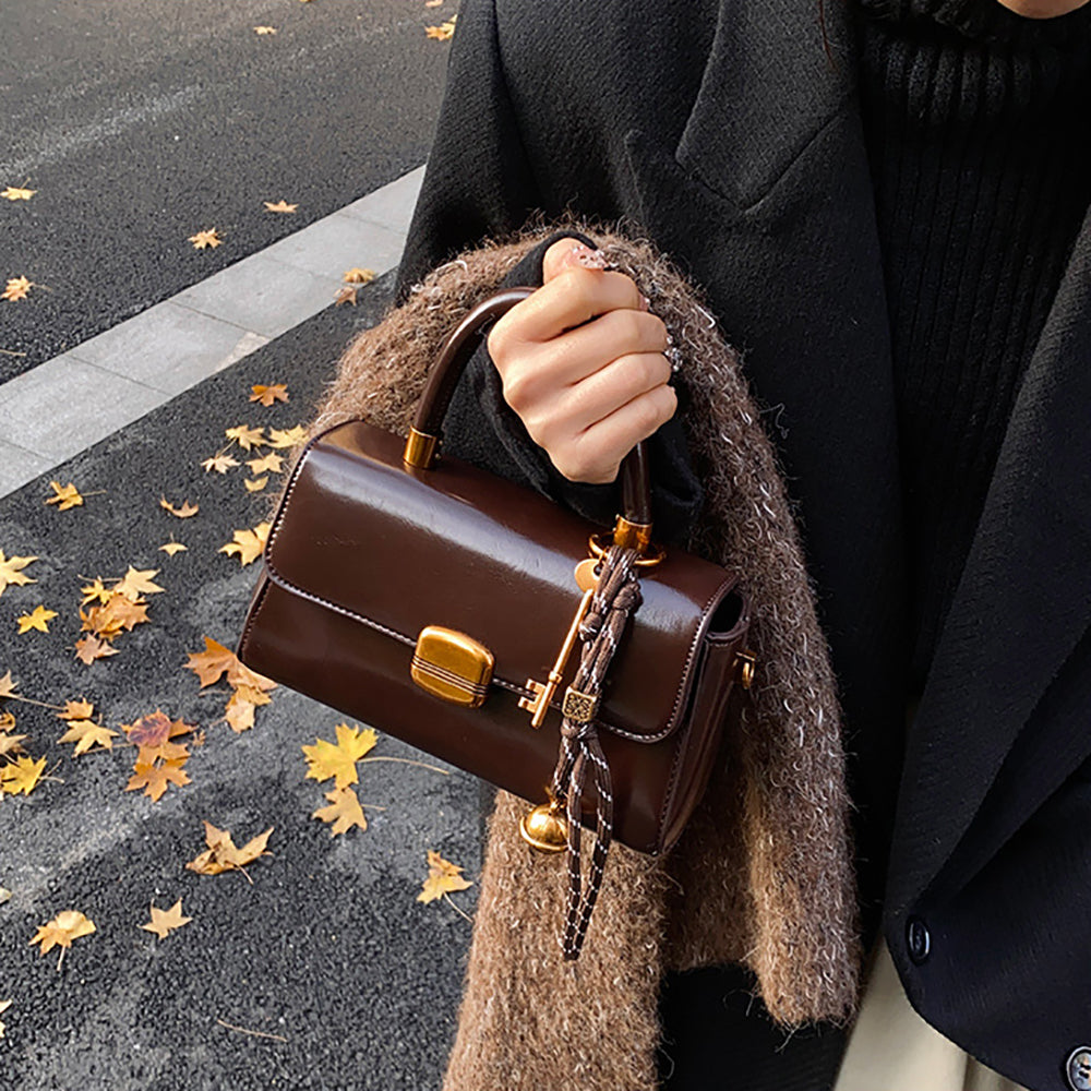Suede Structured Shoulder Bag