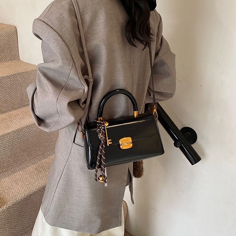 Suede Structured Shoulder Bag