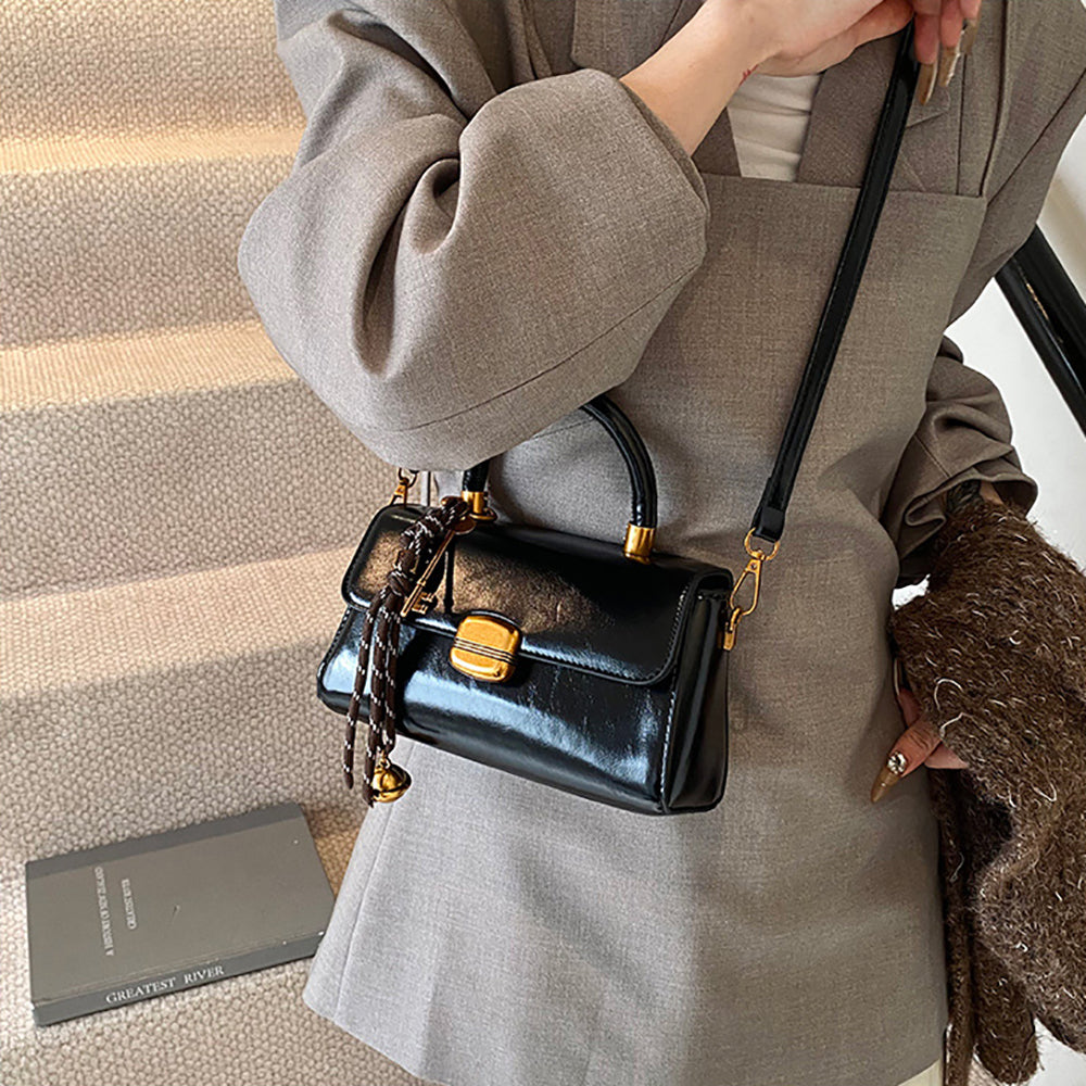 Suede Structured Shoulder Bag