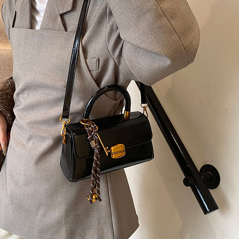 Suede Structured Shoulder Bag