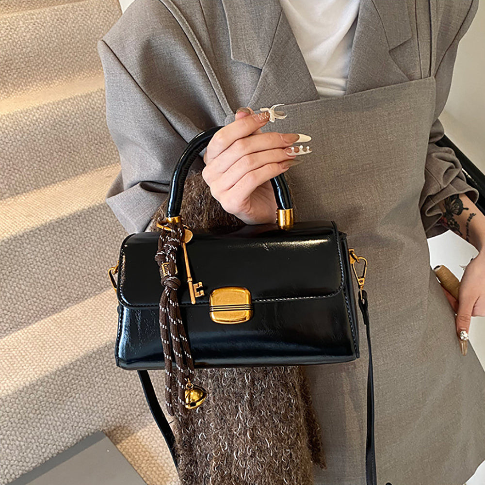 Suede Structured Shoulder Bag
