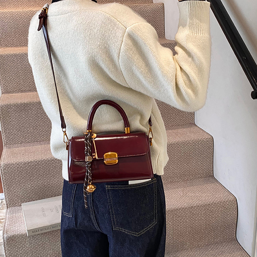 Suede Structured Shoulder Bag
