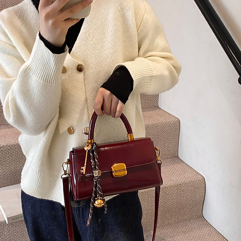 Suede Structured Shoulder Bag